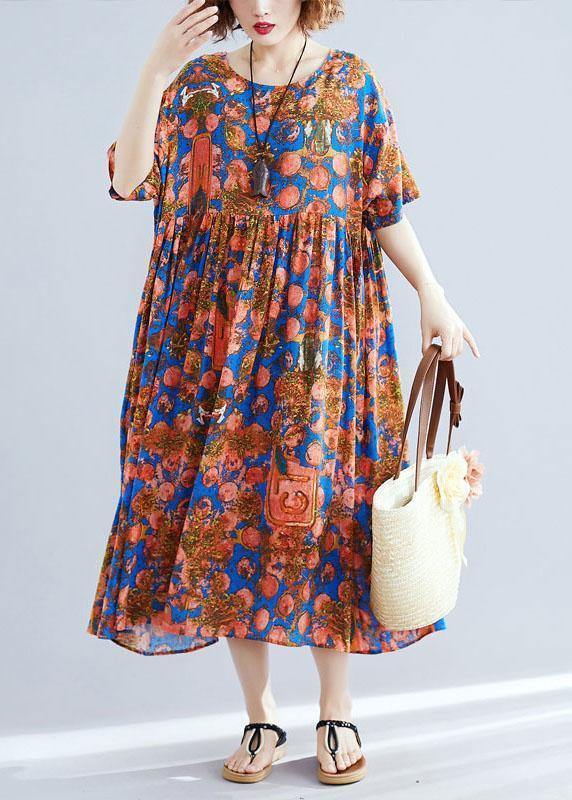 Chic prints cotton outfit big hem Maxi summer Dresses - bagstylebliss