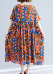 Chic prints cotton outfit big hem Maxi summer Dresses - bagstylebliss