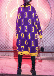 Chic purple print Sweater Wardrobes Design o neck Hole Funny sweater dress - bagstylebliss