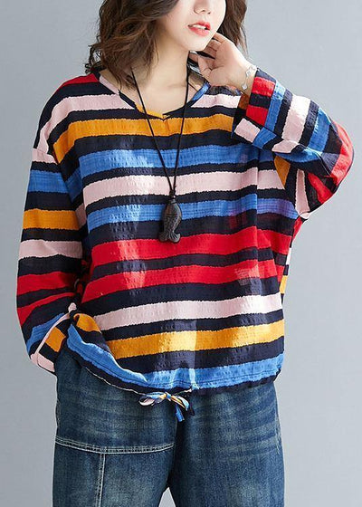 Chic rainbow cotton clothes drawstring Dresses tops - bagstylebliss