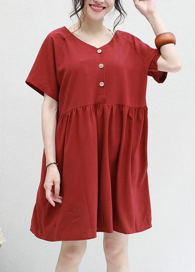Chic red summer chiffon dresses v neck Plus Size two ways to wear Dress - bagstylebliss
