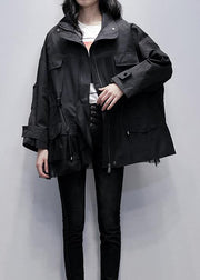 Chic stand collar Fashion coats black patchwork tulle short jackets - bagstylebliss