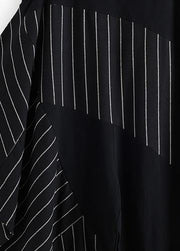 Chic trousers oversized black striped Wardrobes sleeveless asymmetric jumpsuit pants - bagstylebliss
