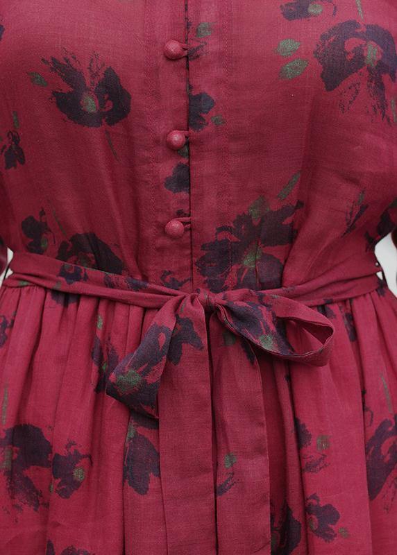 Chic v neck patchwork spring dresses design red print Dresses - bagstylebliss