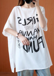 Chic white Letter clothes o neck oversized summer tops - bagstylebliss