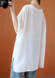 Chic white Letter clothes o neck oversized summer tops - bagstylebliss