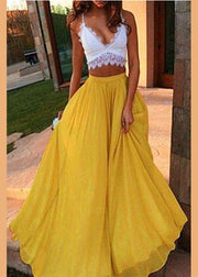 Chiffon pure-color full-skirted holiday beach dress fairy skirt - bagstylebliss