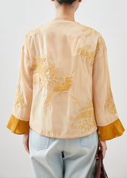 Chinese Style Yellow Embroidered Silk Top Fall