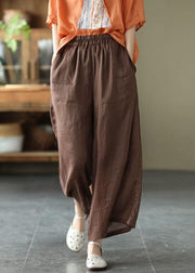 Chocolate Casual Summer Ramie Wide Leg Pants - bagstylebliss