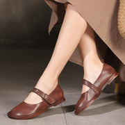 Chocolate Flat Shoes Genuine Leather Fine Embossed Flat Feet Shoes - bagstylebliss