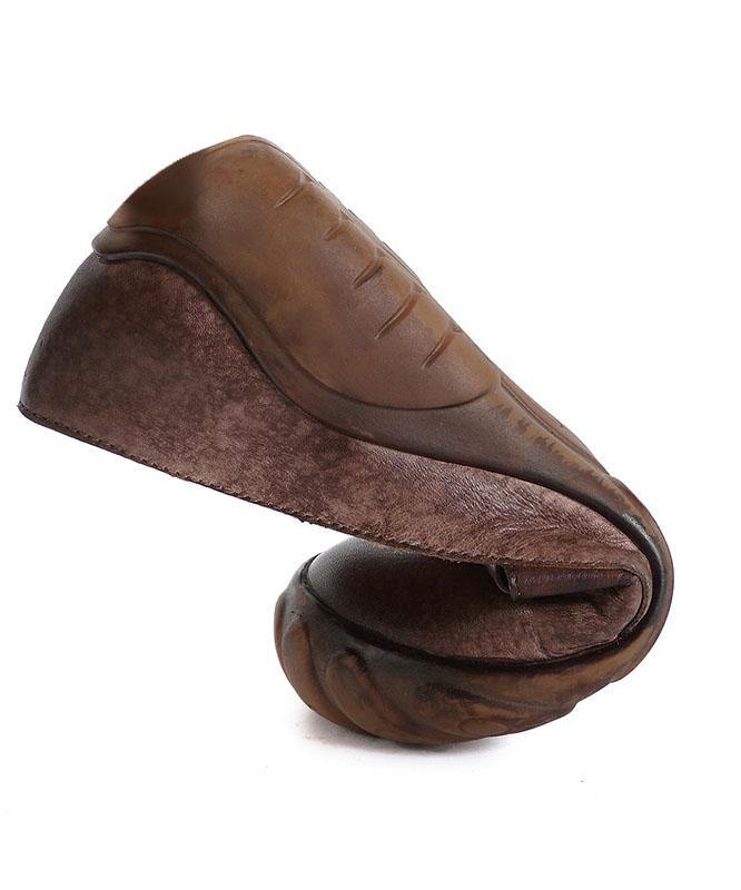 Chocolate Genuine Leather Vintage Flats  Flat Feet Shoes - bagstylebliss