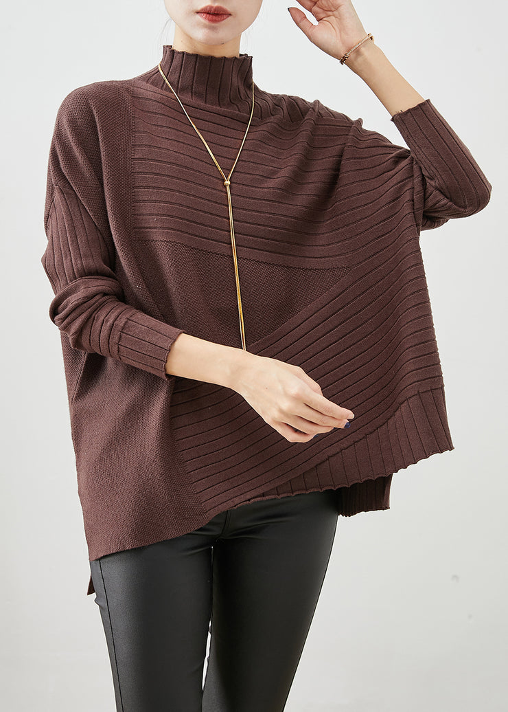 Chocolate Knit Sweater Tops Oversized Batwing Sleeve