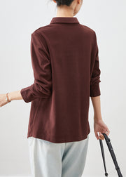 Chocolate Oversized Velour Sweatshirt Asymmetrical Design Winter