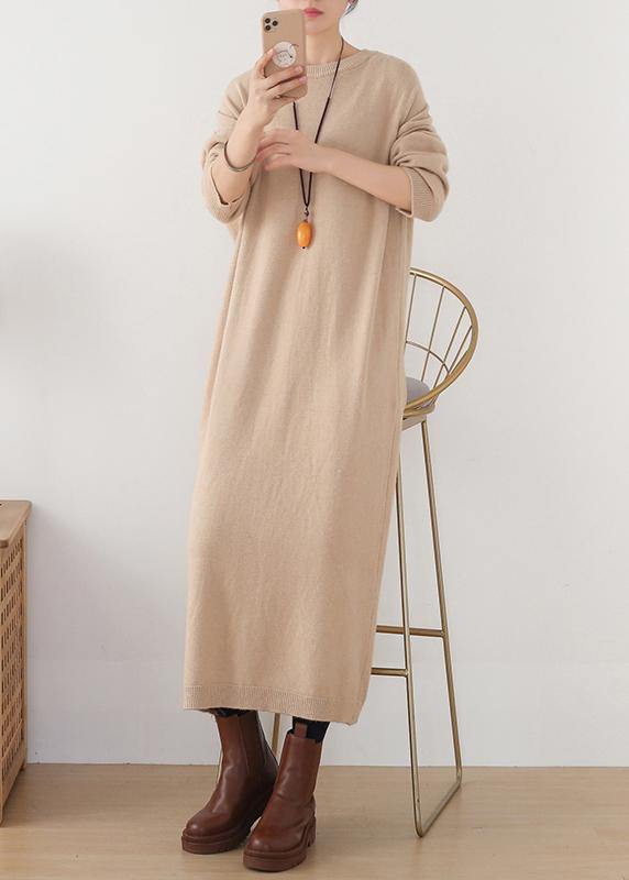 Christmas warm Sweater o neckweather DIY nude oversized knit dresses - bagstylebliss