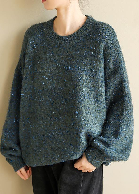 Chunky o neck army green sweaters trendy plus size wild knit blouse - bagstylebliss