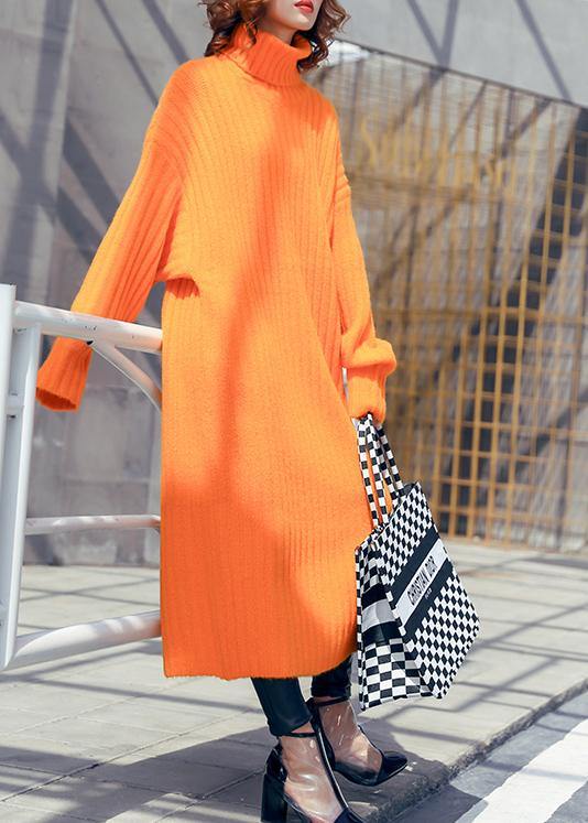 Chunky orange Sweater weather Beautiful high neck Tejidos fall knitwear - bagstylebliss