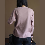 Chunky pink winter sweater Loose fitting knitted blouses vintage o neck top rabbit fur