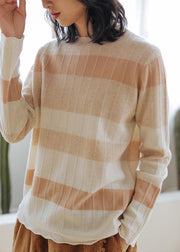 Chunky striped sweaters plus size o neck long sleeve top - bagstylebliss