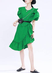 Classy Black Asymmetrical Design Ruffled Patchwork Summer Dress - bagstylebliss