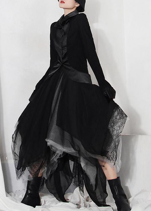 Classy Black Colorblock tulle asymmetrical design  Skirt Summer - bagstylebliss