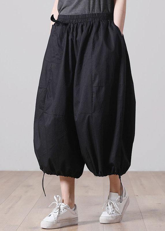 Classy Black Pockets Casual Wide Leg Cotton Pants - bagstylebliss