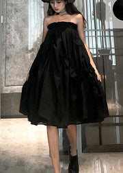 Classy Black Ruffles Cinched Patchwork Summer Cotton Skirt - bagstylebliss