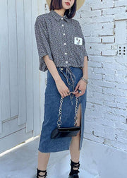 Classy Blue Summer asymmetrical design Skirts Denim Casual - bagstylebliss