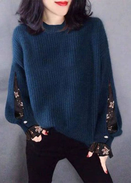 Classy Blue fashion tulle Knit Sweater Tops Winter