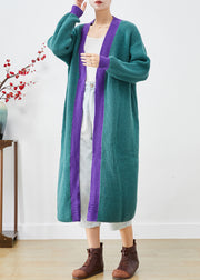 Classy Colorblock Oversized Patchwork Knit Long Cardigan Fall