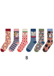 Klassische, niedliche Cartoon-Print-Crew-Socken aus Baumwolle