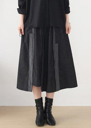Classy Dark Grey Patchwork Pockets Skirts - bagstylebliss