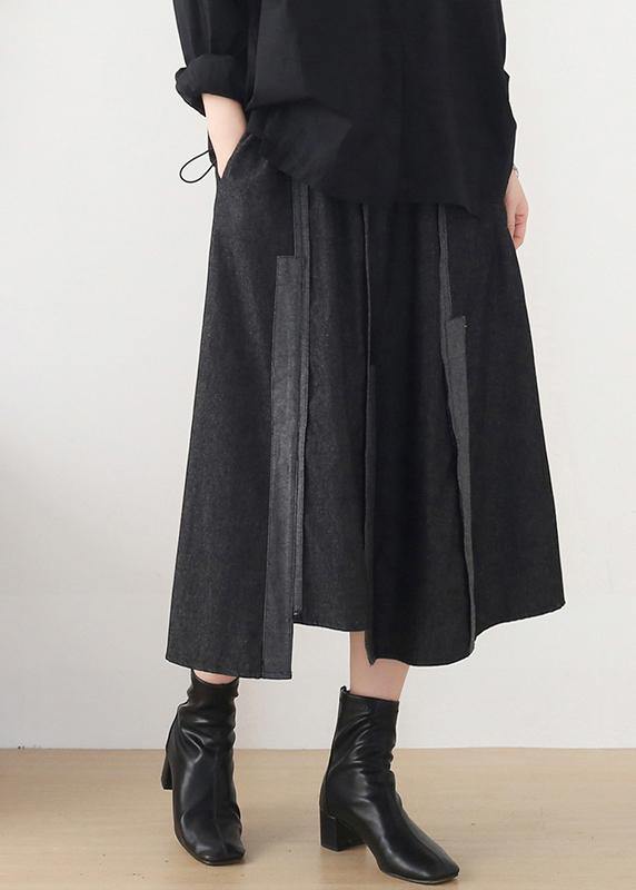 Classy Dark Grey Patchwork Pockets Skirts - bagstylebliss