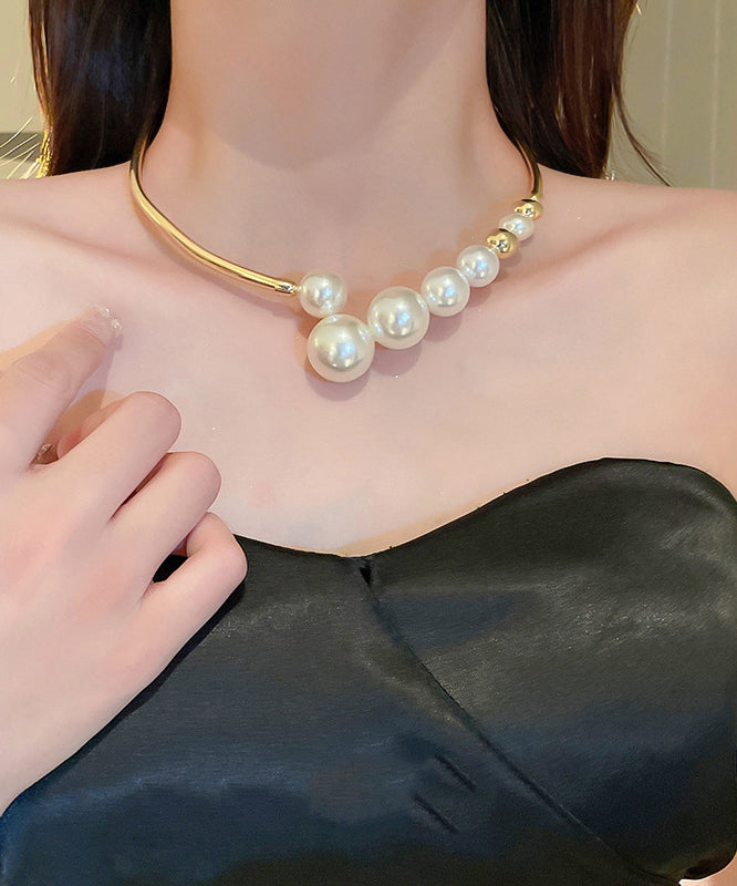 Classy Gold Copper Overgild Pearl Choker