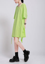 Classy Green Batwing Sleeve Ankle Summer Cotton Dress - bagstylebliss