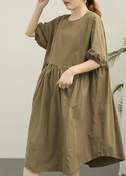 Classy Green Cotton Patchwork Summer Robe Dresses - bagstylebliss