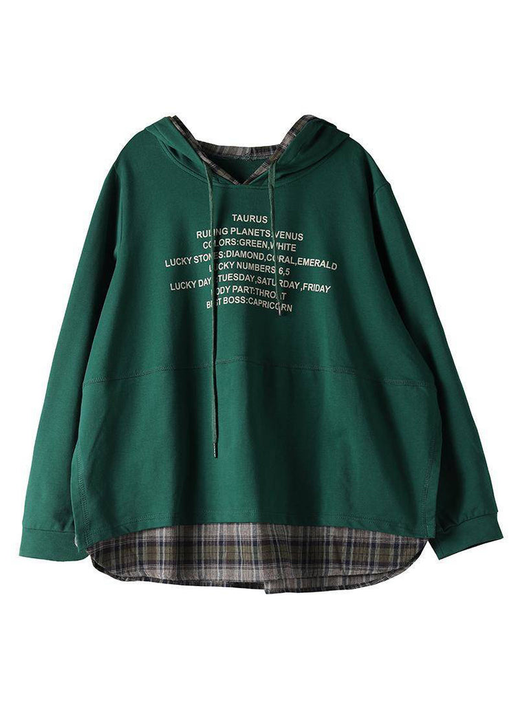 Nobles grünes Kapuzen-Kordelzug-Grafik-Fälschungs-zweiteiliges Sweatshirt-Spitzen-Frühling