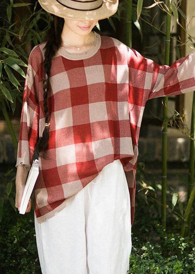 Classy Half Sleeve Spring Clothes Fashion Ideas Red Plaid Blouse - bagstylebliss