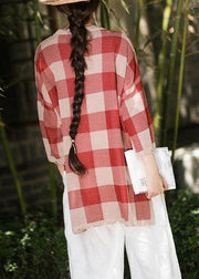 Classy Half Sleeve Spring Clothes Fashion Ideas Red Plaid Blouse - bagstylebliss