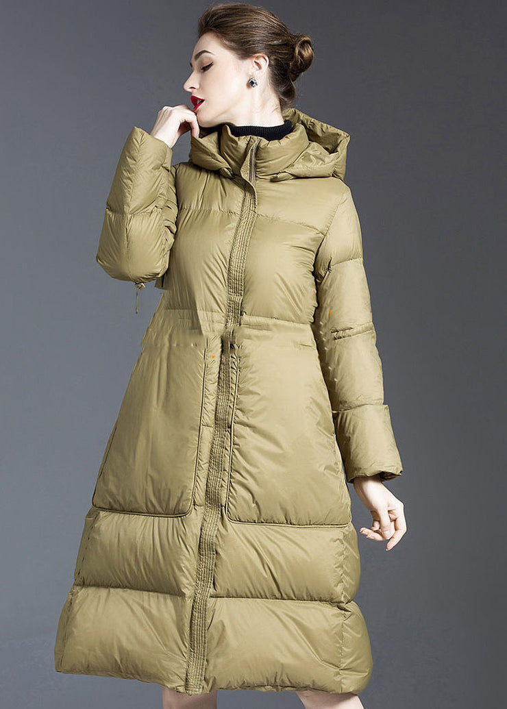 Classy Light Green Hooded Pockets Duck Down Coats Winter