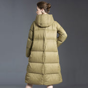 Classy Light Green Hooded Pockets Duck Down Coats Winter