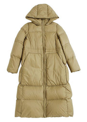 Classy Light Green Hooded Pockets Duck Down Coats Winter