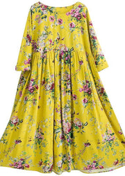 Classy O Neck Cinched Dresses Work Outfits Yellow Long Dress - bagstylebliss