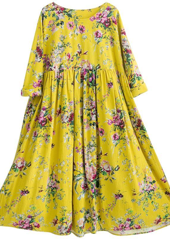 Classy O Neck Cinched Dresses Work Outfits Yellow Long Dress - bagstylebliss