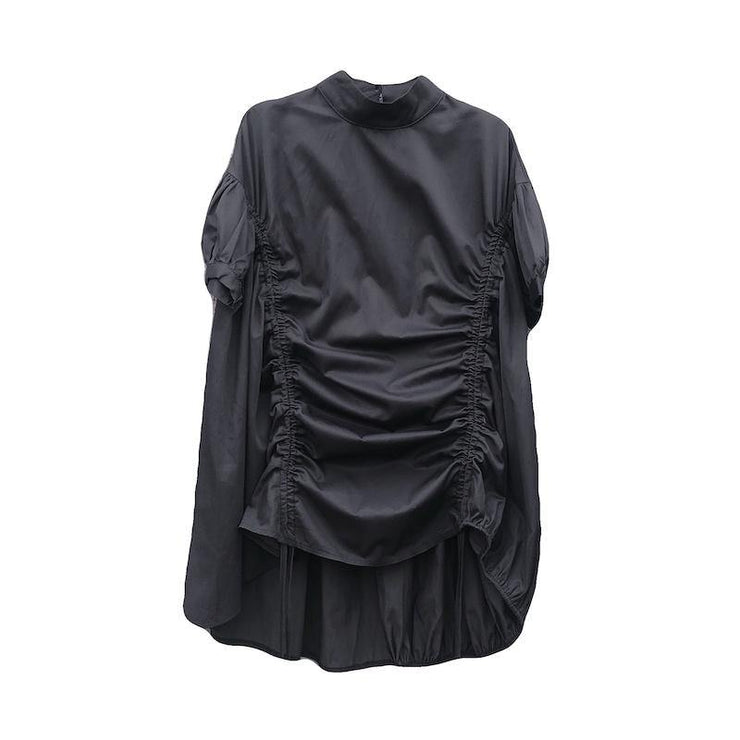 Classy O Neck Drawstring Tunics Sleeve Black Dress - bagstylebliss