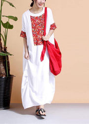 Classy O Neck Patchwork Outfit Fashion Ideas White Robe Dress - bagstylebliss