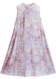 Classy Pink Print Dresses Summer Sleeveless Dresses - bagstylebliss