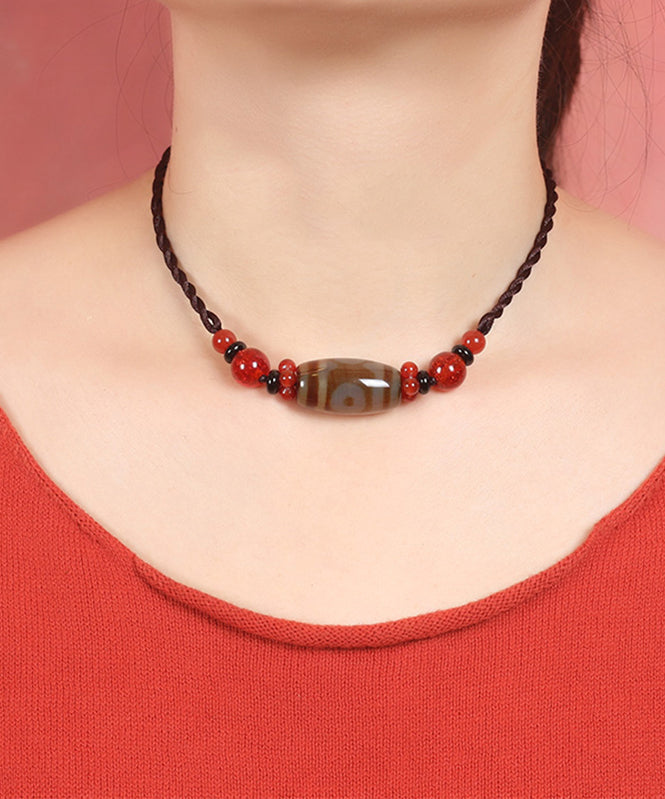 Classy Red Agate Coloured Glaze Pearl Necklace