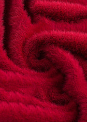 Classy Red Stand Collar Embroidered Patchwork Mink Velvet Coats Fall