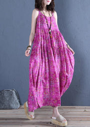 Classy Spaghetti Strap cotton Wardrobes pattern rose print long Dress - bagstylebliss