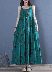 Classy Spaghetti Strap cotton Wardrobes pattern rose print long Dress - bagstylebliss